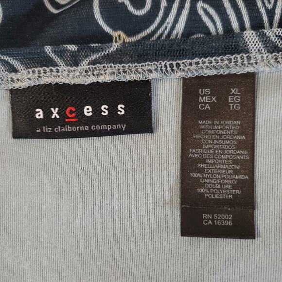 Vtg Axcess Liz Claiborne Sheer Mesh Overlay Babydoll 3/4 Sleeve Top Size XL Boho - Picture 8 of 11